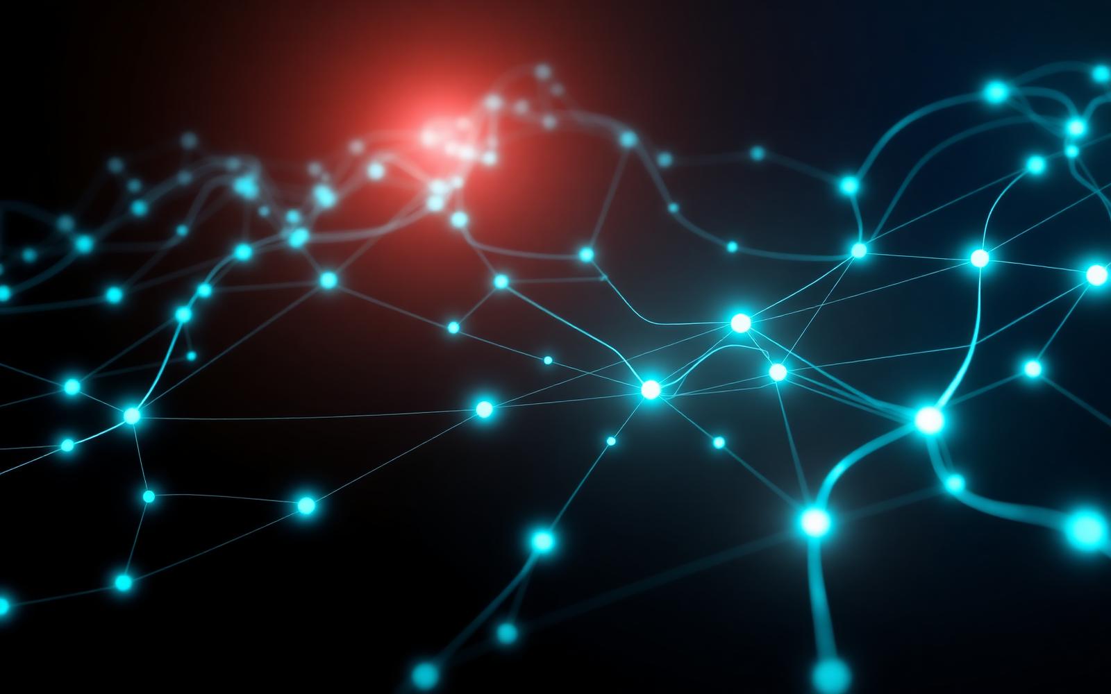 Abstract network of connected data nodes